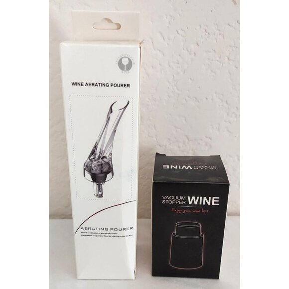 Wine Aerator Pourer Bottle Decanter Spout And Wine Saver Vacuum Bottle Stopper - Picture 1 of 3